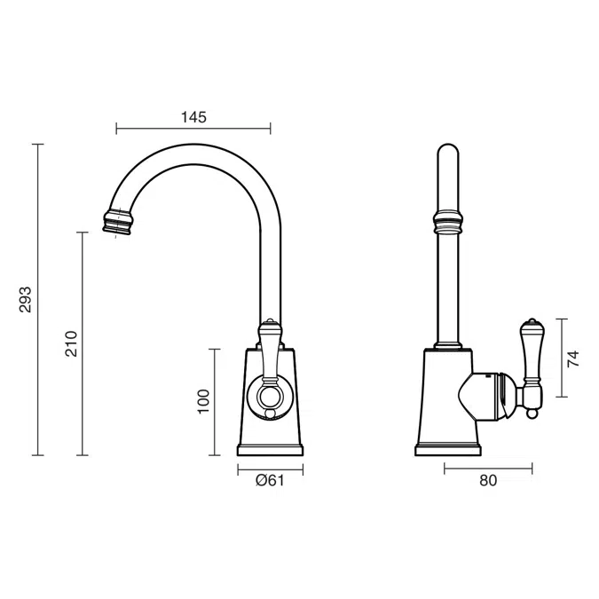 Kado Era Sink Mixer Small Porcelain Handle Brass Gold (5 Star)