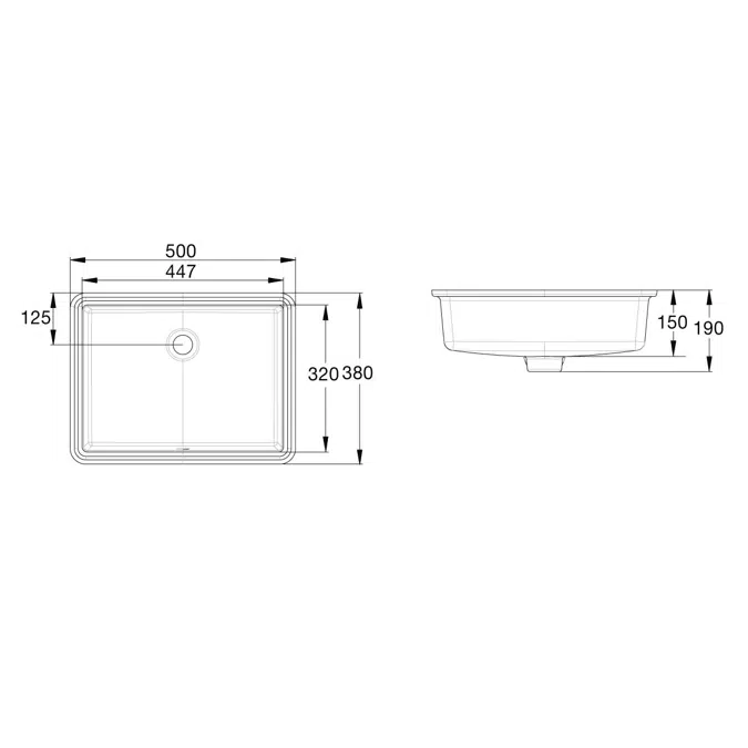 American Standard Heron Under Counter No Taphole White