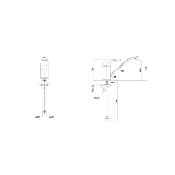 American Standard Studio Saga Tubular Sink Mixer Tap Chrome (4 Star)