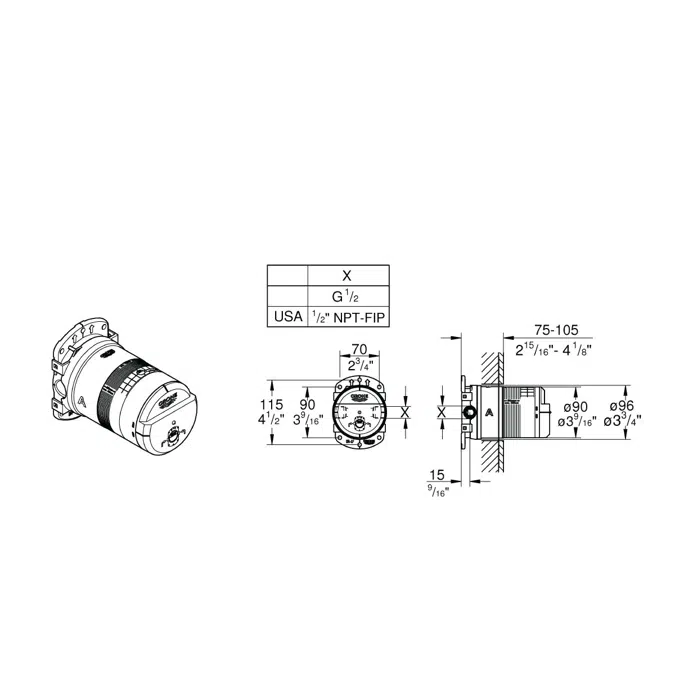 GROHE Rainshower SmartActive with Shower Round Hard Graphite (3 Star)