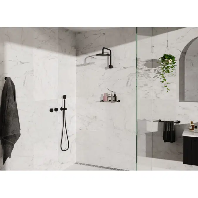 Milli Mood Edit Hi-Rise Shower Square with 250mm Shower Head Matte Black (3 Star)