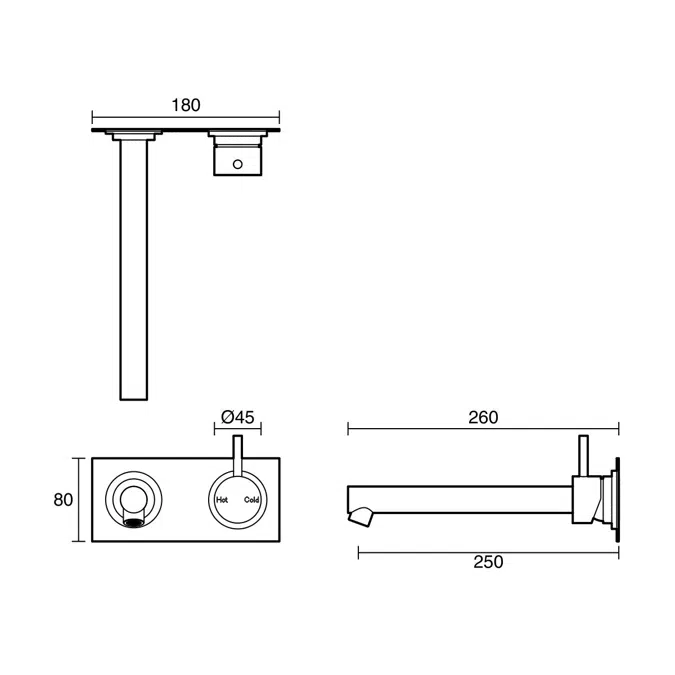 BIM objects - Free download! Sussex Scala Straight Wall Basin Mixer Tap ...