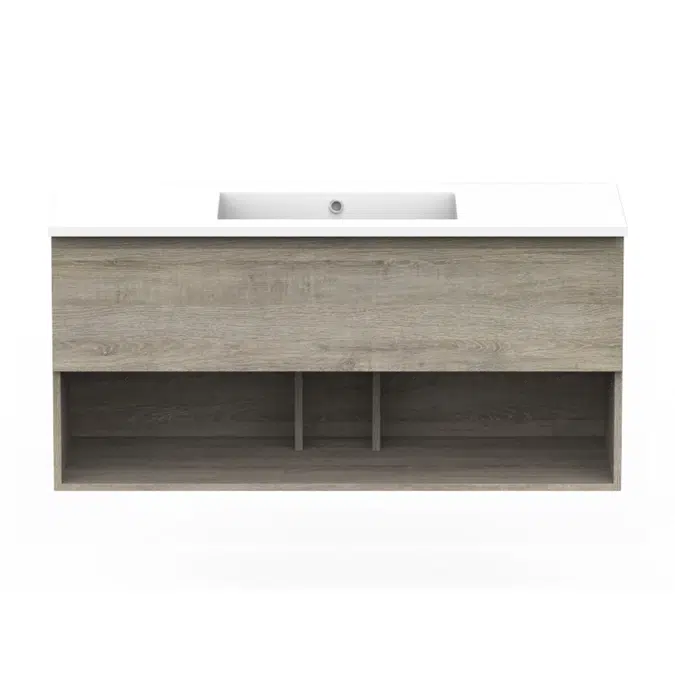 Posh Domaine Open Shelf All-Drawer 1200mm Single Bowl Basin Wall Hung Vanity Cast Marble Top