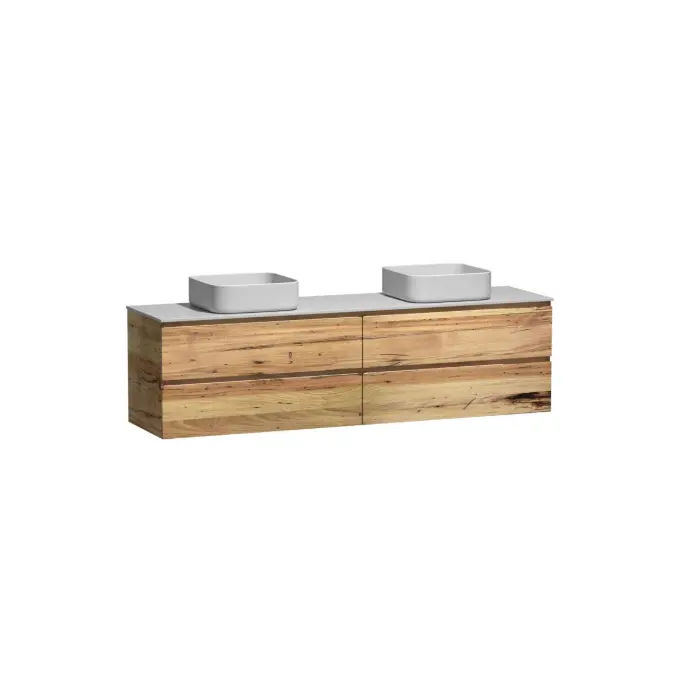 Kado Arc Timber Twin Drawer 1800 Double Bowl Vanity Corian 12mm Top