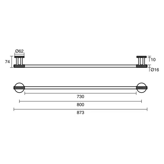 Milli Marq Edit Single Towel Rail 800mm Brushed Nickel