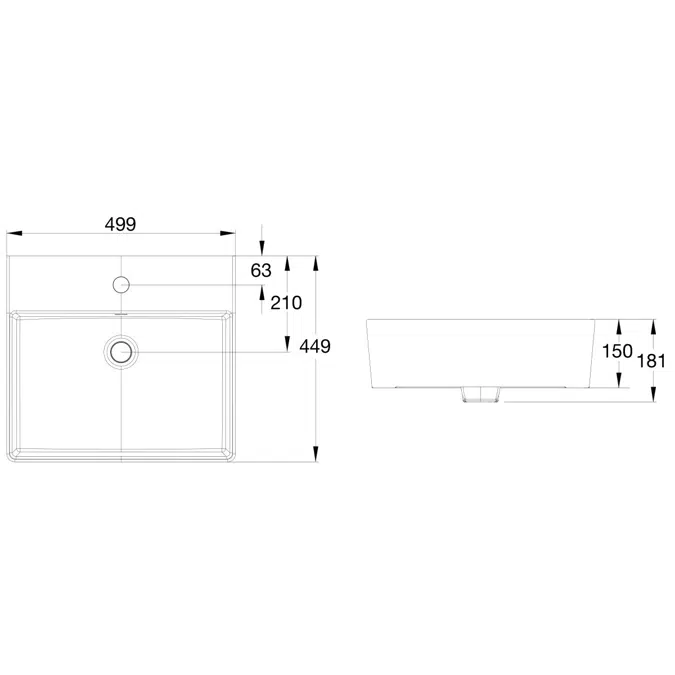 American Standard Heron Square Counter Basin 1 Taphole White