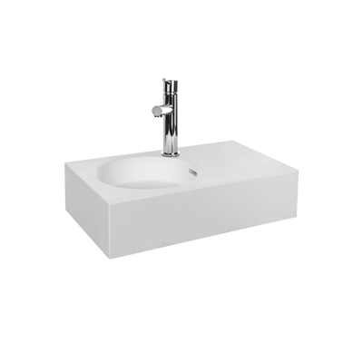 Image for Omvivo Neo Mini Solid Surface Wall Basin Left Hand Bowl 1 Taphole 470mm White