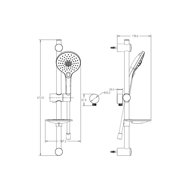 BIM objects - Free download! Posh Domaine Single Rail Shower 3 ...