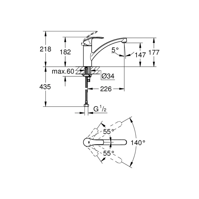 BIM objects - Free download! GROHE EuroSmart New Sink Mixer Tap Chrome ...