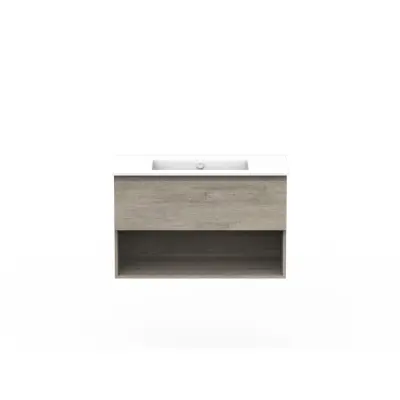 Image pour Posh Domaine 900mm Wall Hung Vanity Unit All-Drawer Open Shelf Ceramic Top