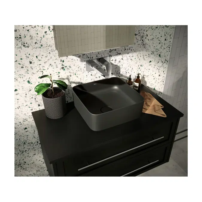 Roca Inspira Square Above Counter Basin 370mm x 370mm Matte Black