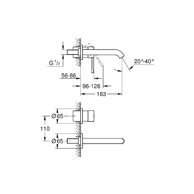 BIM objects - Free download! GROHE Essence New Wall Basin Mixer Tap Set ...