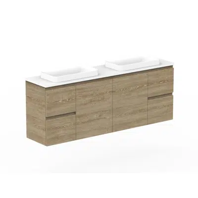 Image for Posh Domaine 1500mm Ensuite Wall Hung Vanity Unit Double Bowl Cherry Pie Top (no basin)