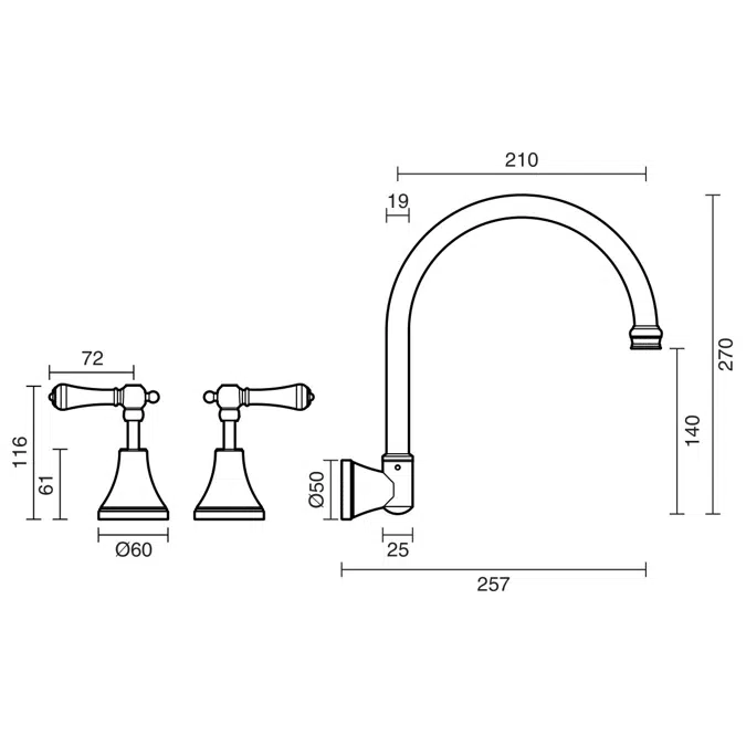 BIM objects - Free download! Kado Era Wall Sink Set Lever Porcelain ...