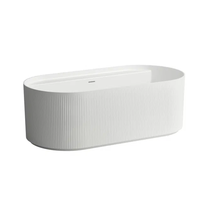 LAUFEN Sonar Freestanding Bath with Overflow and Plug & Waste 1600 x 815 Textured Exterior Surface White