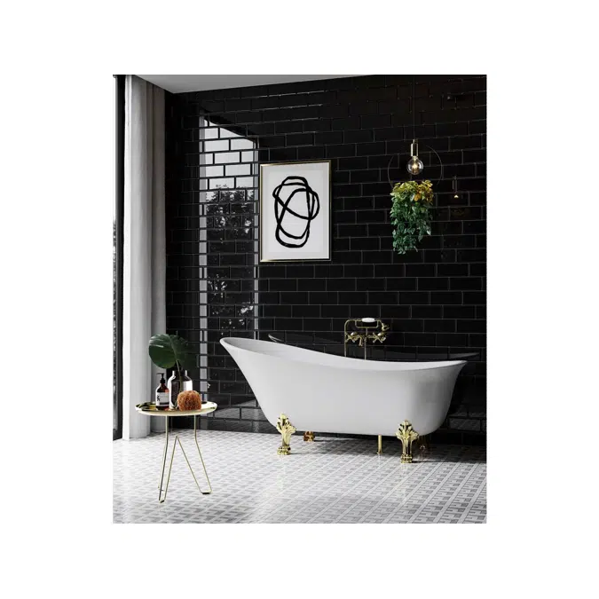 Kado Era Freestanding Bath 1700mm White with Gold Claw Feet