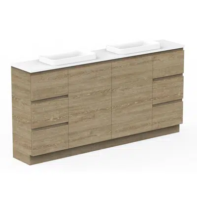 画像 Posh Domaine 1800mm Ensuite Floor Mount Vanity Unit Double Bowl Cherry Pie Top (no basin)