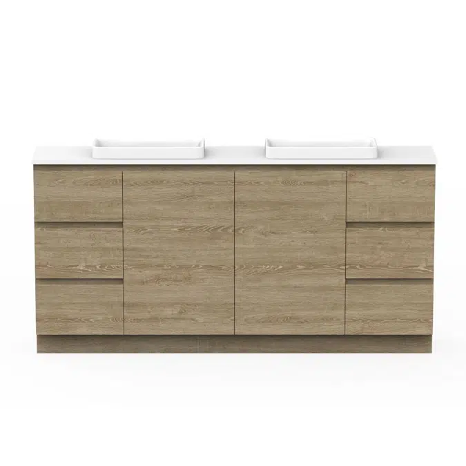 Posh Domaine 1800mm Ensuite Floor Mount Vanity Unit Double Bowl Cherry Pie Top (no basin)