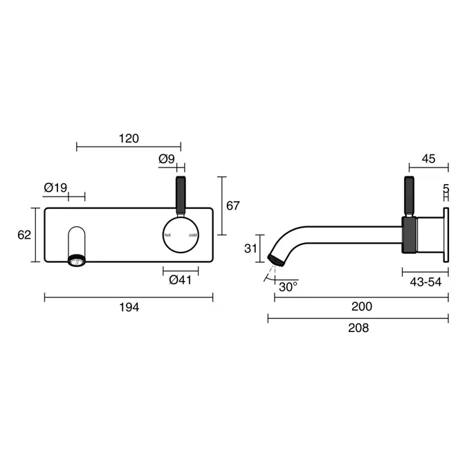 BIM objects - Free download! Milli Etch Wall Basin/Bath Mixer Tap Set ...