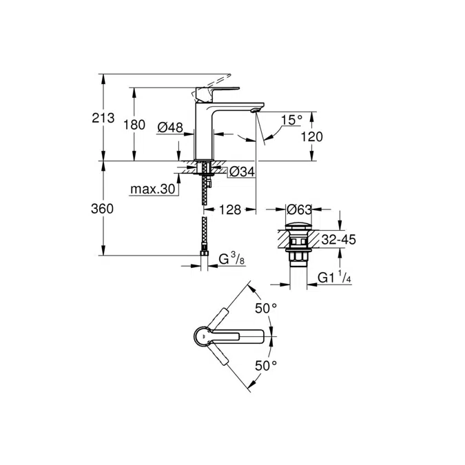 GROHE Lineare New Basin Mixer Tap Chrome (5 Star) Lead Free