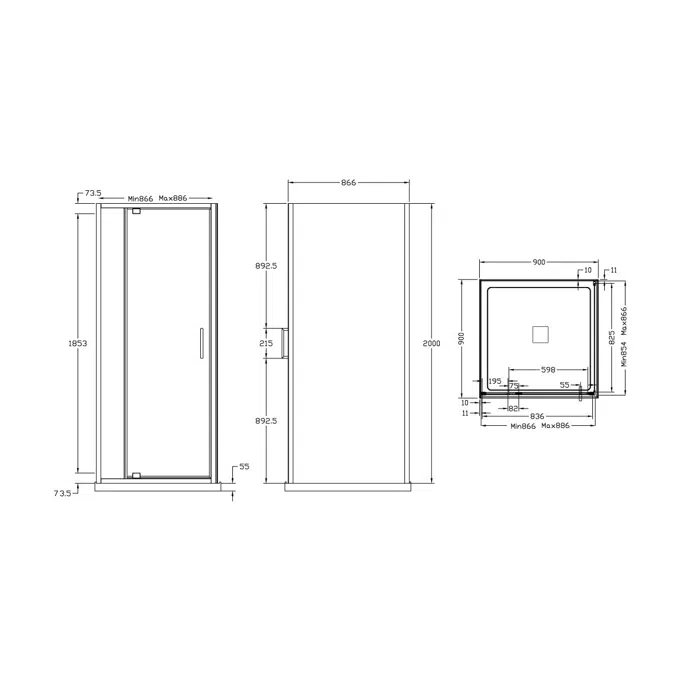 Posh Bristol Shower System with Centre Outlet 900mm x 900mm White & Chrome