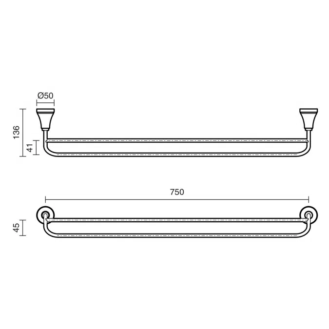Kado Era Double Towel Rail 750mm Matte Black