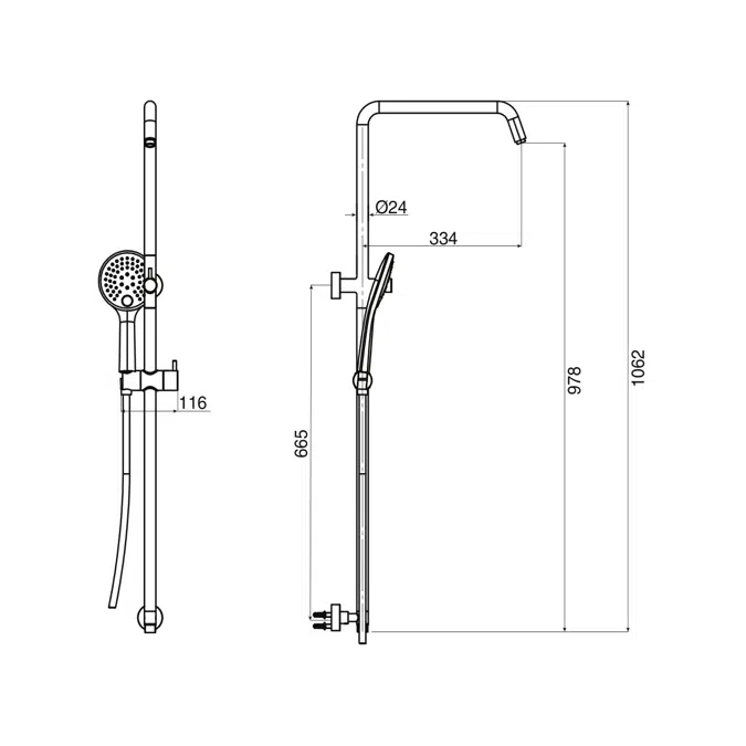 BIM objects - Free download! Mizu Drift Twin Rail Shower and 120mm ...