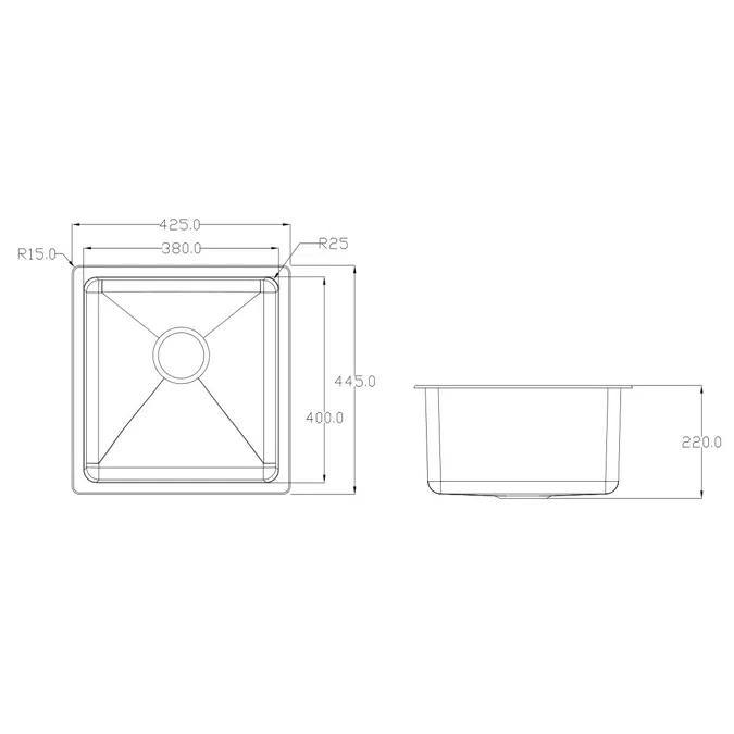 Memo Hugo Single Bowl Sink No Taphole Stainless Steel