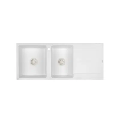 Image for Memo Freya 1 3/4 Sink 1 Taphole Left Hand Bowl with Drainer Granite White