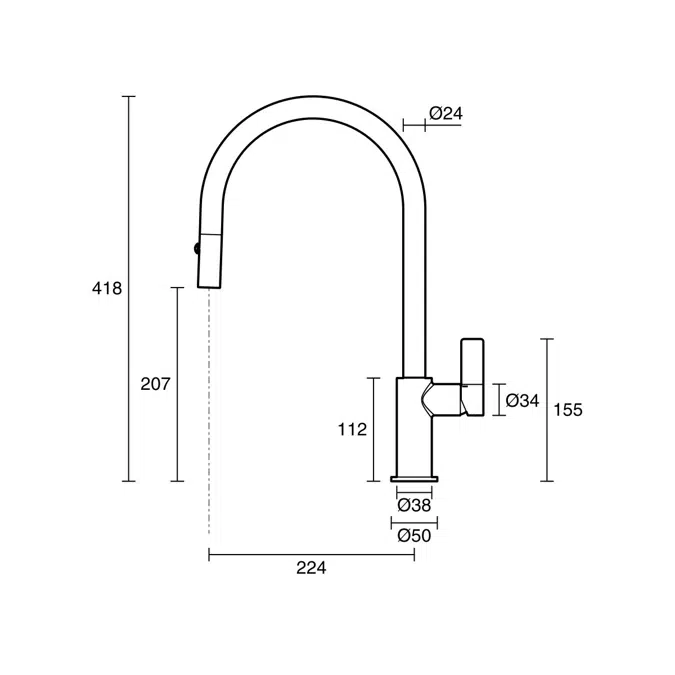 Nobili Flag Gooseneck Pull Out Sink Mixer Tap Matte White (5 Star) Lead Free