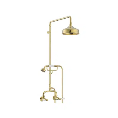 kép a termékről - Posh Canterbury Exposed Twin Telephone Shower Set Lever Porcelain Handles Brass Gold (3 Star)