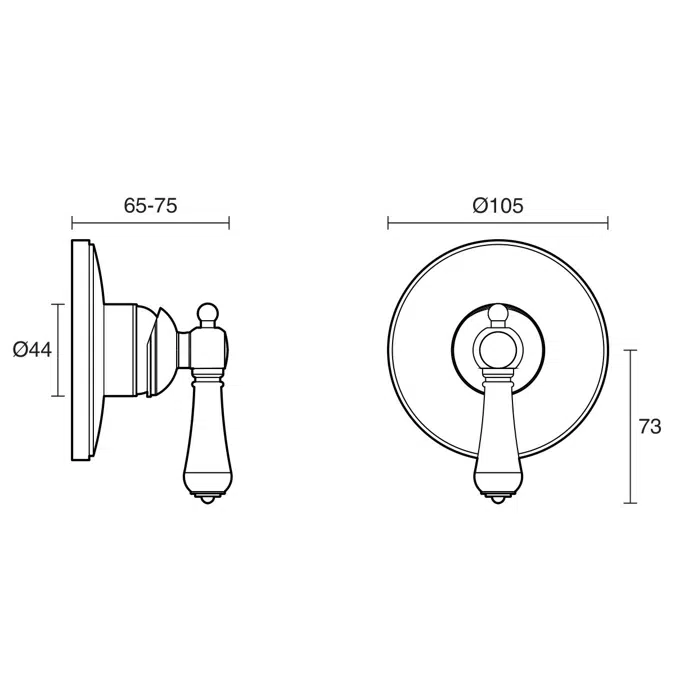Kado Era Shower Mixer Porcelain Handle Brass Gold