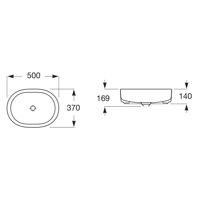 Roca Inspira Round Oval Above Counter Basin 500mm x 370mm Gloss White