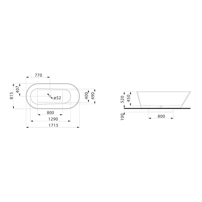 LAUFEN Kartell Freestanding Bath with Overflow 1715 x 815 Sentec White