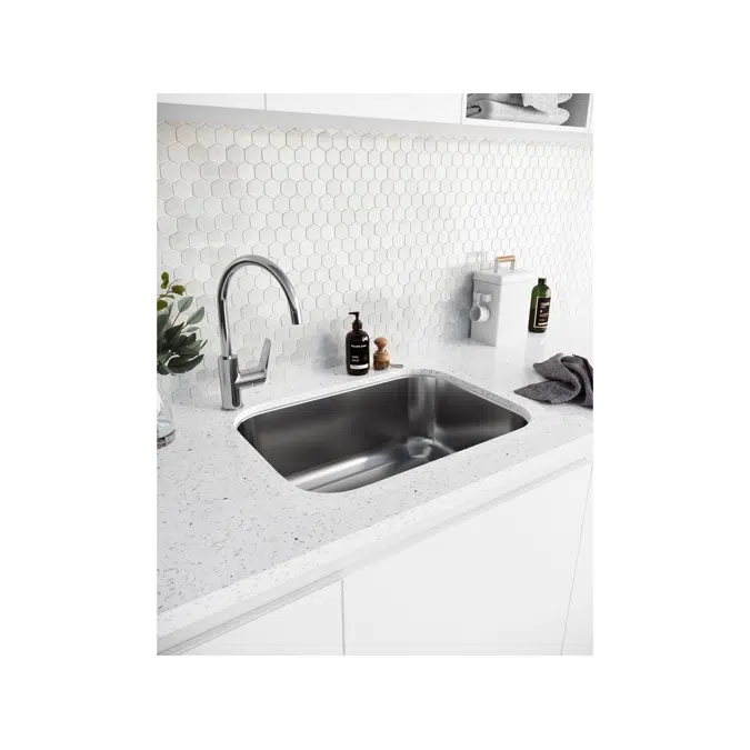 Posh Domaine Trough 45L with Bypass 2 Taphole Stainless Steel