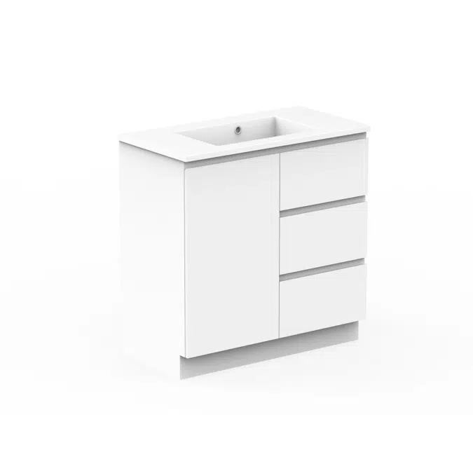 Posh Domaine Conventional 900mm Floor Mounted Vanity Unit Cast Marble Centre Basin
