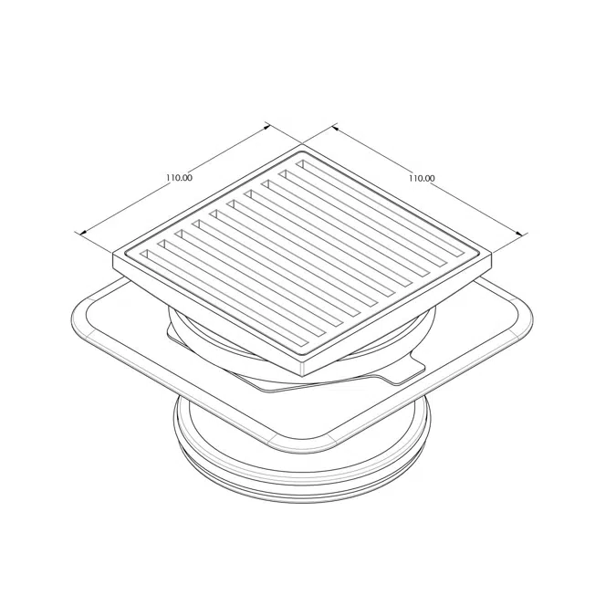 Mizu Square Floor Waste Stainless Steel 100mm x 100mm