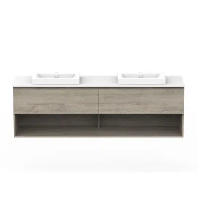 Image pour Posh Domaine 1800mm Wall Hung Vanity Unit All-Drawer Open Shelf Double Bowl Cherry Pie Top (no basin)