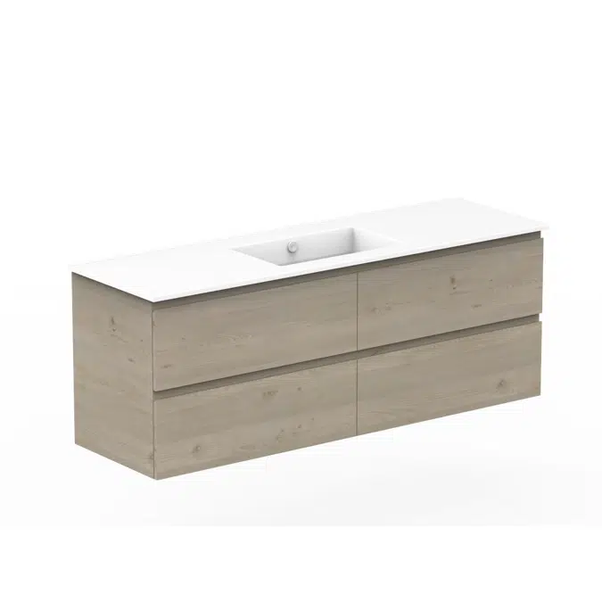 Posh Domaine 1500mm Wall Hung Twin Vanity Unit All-Drawer Single Bowl Ceramic Top