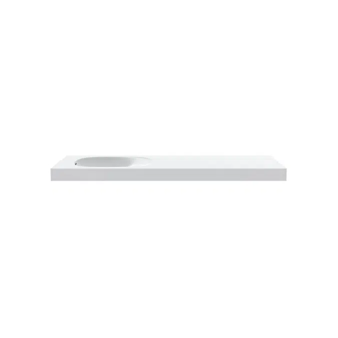 Kado Lussi 1500mm Single Wall Basin Side Shelf Left Hand Bowl with Overflow No Taphole Matte White Solid Surface