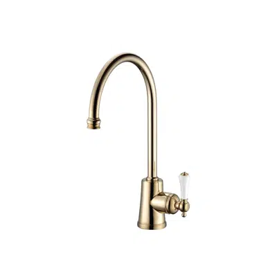 kuva kohteelle Kado Era Sink Mixer Large Porcelain Handle Brass Gold (5 Star)