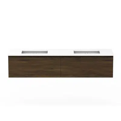 obraz dla Posh Domaine 1800mm Wall Hung Vanity Unit All-Drawer Double Bowl Cherry Pie Top (no basin)