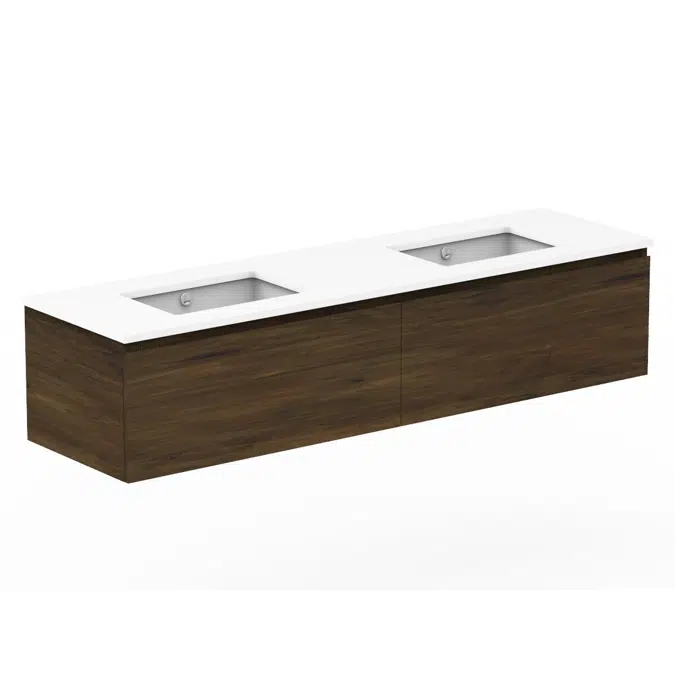 Posh Domaine 1800mm Wall Hung Vanity Unit All-Drawer Double Bowl Cherry Pie Top (no basin)