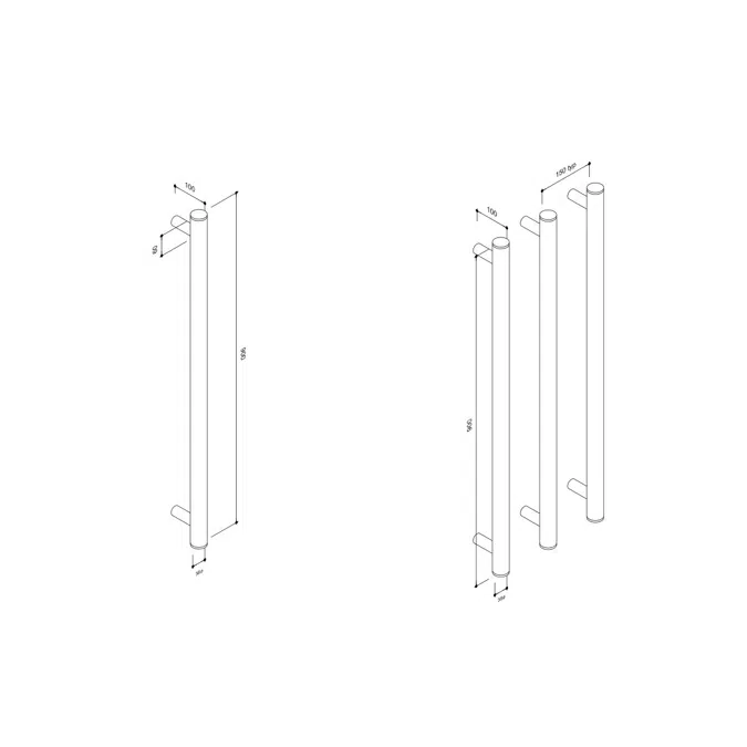 Milli Mood Edit Vertical Triple Heated Towel Rail 900 x 38mm Brushed Nickel