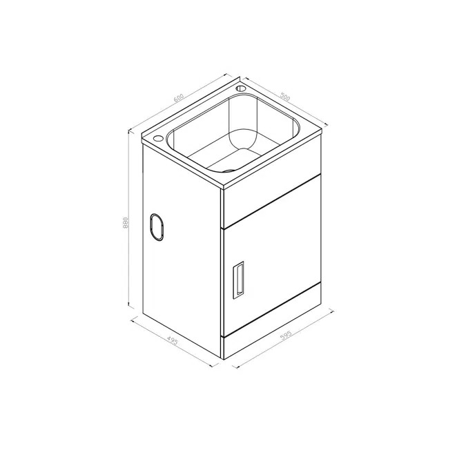 Posh Domaine Trough & Cabinet 45L with Bypass 2 Taphole Stainless Steel