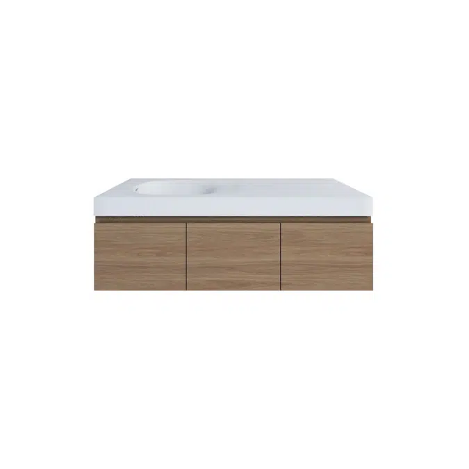 Kado Lussi 1200mm Wall Hung Vanity Unit with Three Soft Close Doors Timber Finish