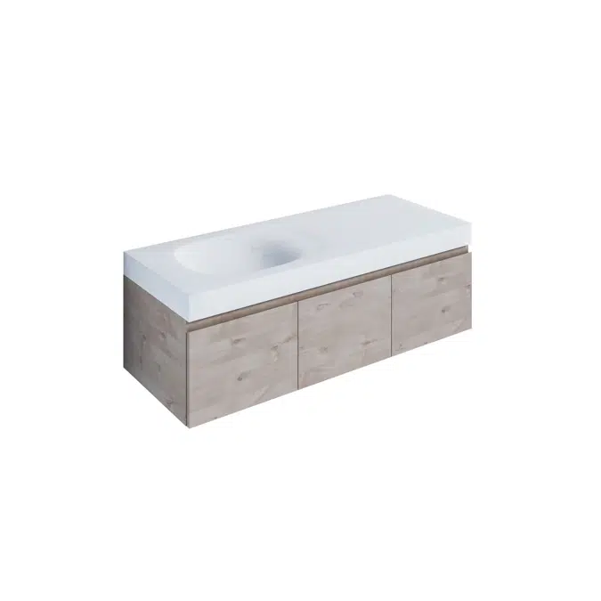 Kado Lussi 1200mm Wall Hung Vanity Unit with Three Soft Close Doors Timber Finish