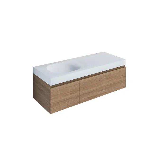 Kado Lussi 1200mm Wall Hung Vanity Unit with Three Soft Close Doors Timber Finish