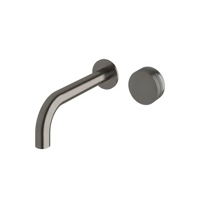 Milli Pure Progressive Wall Basin Mixer Tap System 200mm with Cirque Textured Handle Brushed Gunmetal (3 Star)