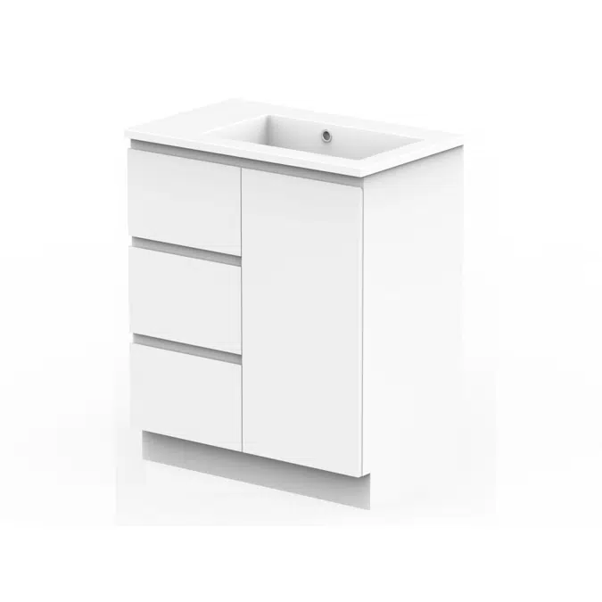 Posh Domaine Conventional 750mm Floor Mounted Vanity Unit Cast Marble Right Hand Basin